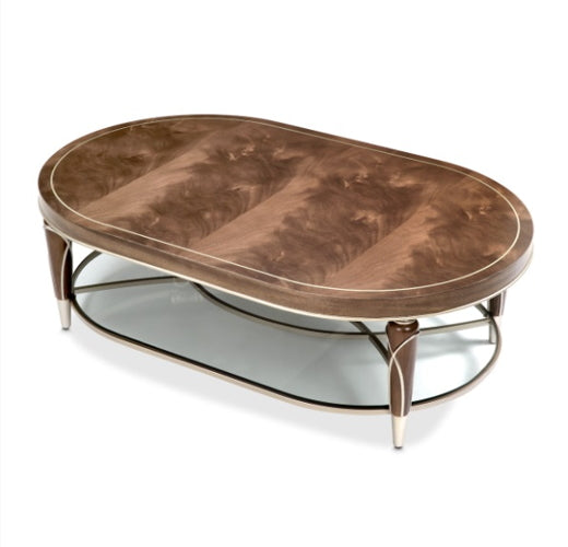 AICO Villa Cherie Oval Cocktail Table in Hazelnut - Furniture Land (Milwaukee, WI)