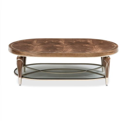 AICO Villa Cherie Oval Cocktail Table in Hazelnut - Furniture Land (Milwaukee, WI)