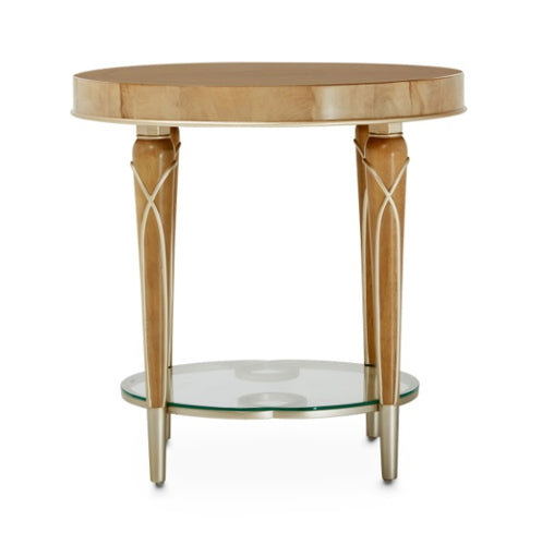 AICO Villa Cherie End Table in Caramel - Furniture Land (Milwaukee, WI)