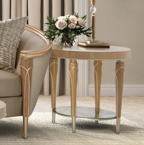 AICO Villa Cherie End Table in Caramel - Furniture Land (Milwaukee, WI)