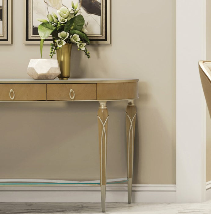 AICO Villa Cherie Console Table in Caramel - Furniture Land (Milwaukee, WI)