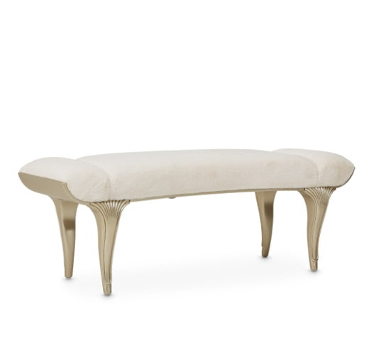 AICO Villa Cherie Tufted Bed Bench in Hazelnut - Furniture Land (Milwaukee, WI)