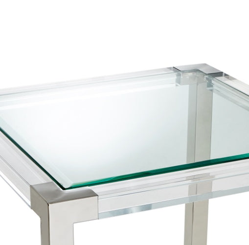 AICO Furniture State St. Square End Table in Stainless Steel - Furniture Land (Milwaukee, WI)