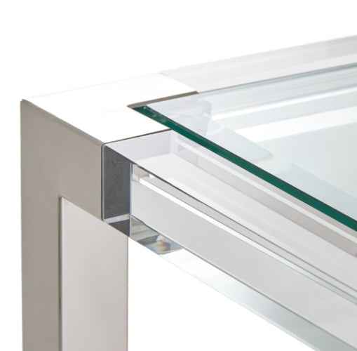 AICO Furniture State St. Square End Table in Stainless Steel - Furniture Land (Milwaukee, WI)