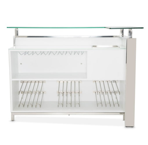 AICO Furniture State St. Bar Table in Glossy White - Furniture Land (Milwaukee, WI)