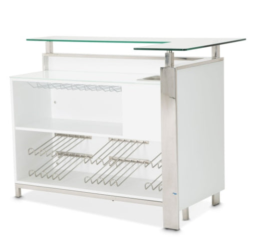 AICO Furniture State St. Bar Table in Glossy White - Furniture Land (Milwaukee, WI)