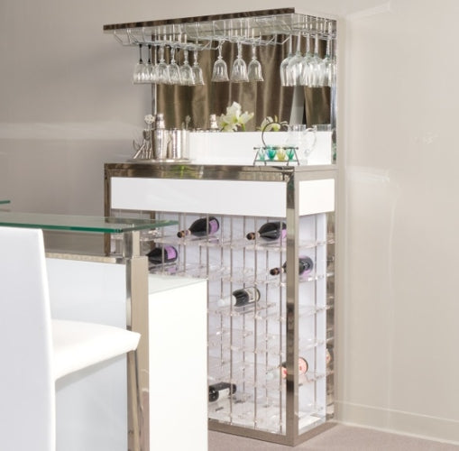 AICO Furniture State St. Wall Bar in Glossy White - Furniture Land (Milwaukee, WI)