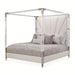 AICO Penthouse/Lanterna King Canopy Channel Tufted Upholstered Bed in Silver Mist - Furniture Land (Milwaukee, WI)