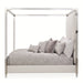 AICO Penthouse/Lanterna King Canopy Channel Tufted Upholstered Bed in Silver Mist - Furniture Land (Milwaukee, WI)