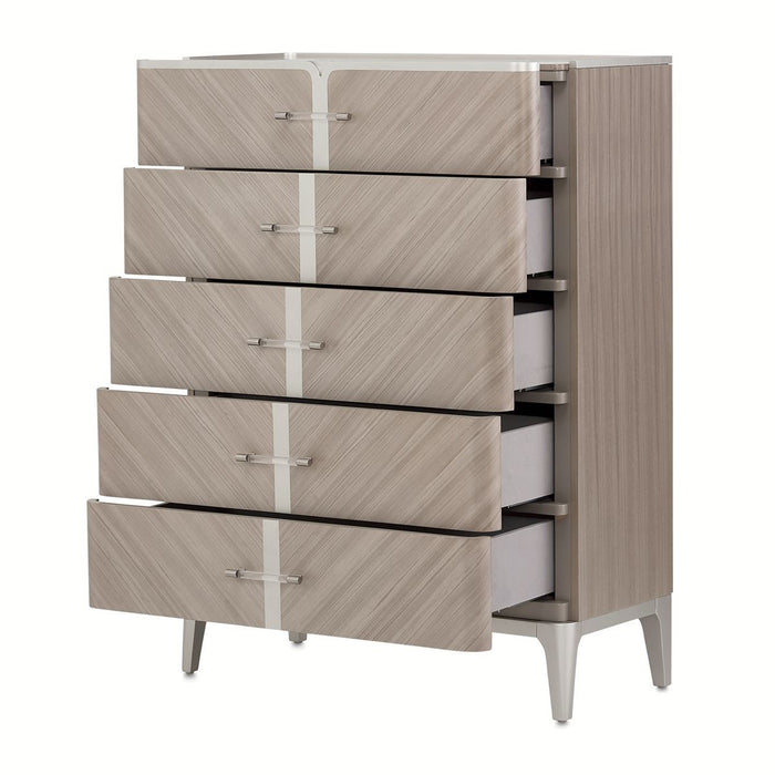 AICO Lanterna Highboy Chest in Silver Mist - Furniture Land (Milwaukee, WI)