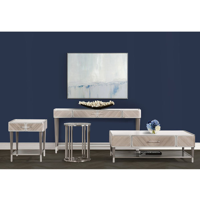 AICO Lanterna Chairside Table in Silver Mist - Furniture Land (Milwaukee, WI)