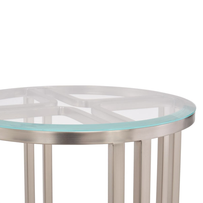 AICO Lanterna Chairside Table in Silver Mist - Furniture Land (Milwaukee, WI)