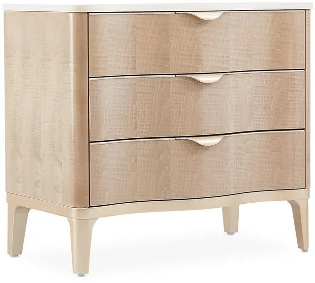 AICO Malibu Crest 3 Drawer Nightstand in Blush - Furniture Land (Milwaukee, WI)