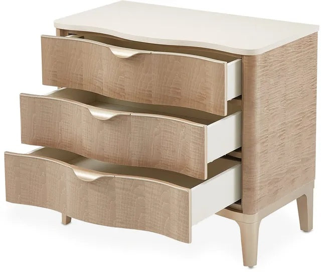 AICO Malibu Crest 3 Drawer Nightstand in Blush - Furniture Land (Milwaukee, WI)