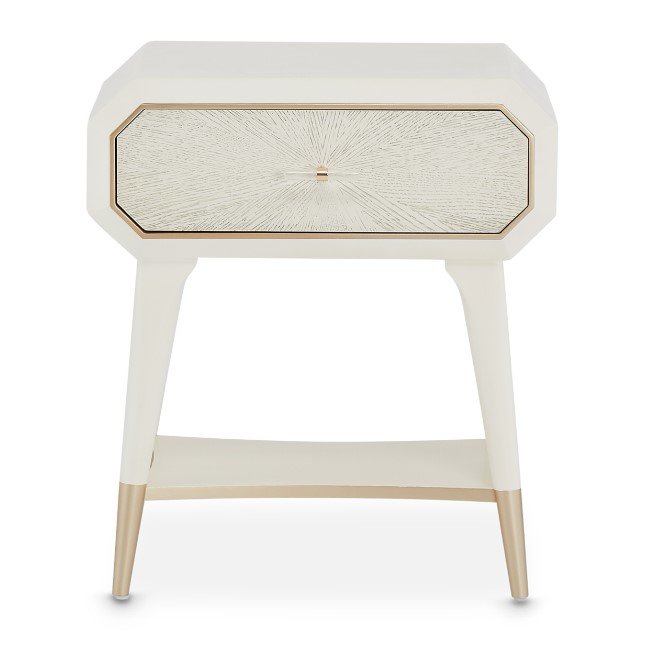 AICO La Rachelle Nightstand/End Table 1 Drawer in Medium Champagne - Furniture Land (Milwaukee, WI)