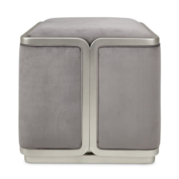 AICO Furniture Linea Linea Ottoman Gray Pearl in Silver Mist - Furniture Land (Milwaukee, WI)