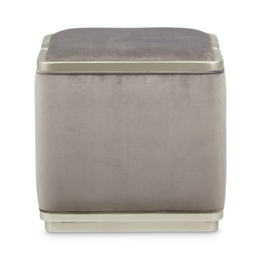 AICO Furniture Linea Linea Ottoman Gray Pearl in Silver Mist - Furniture Land (Milwaukee, WI)