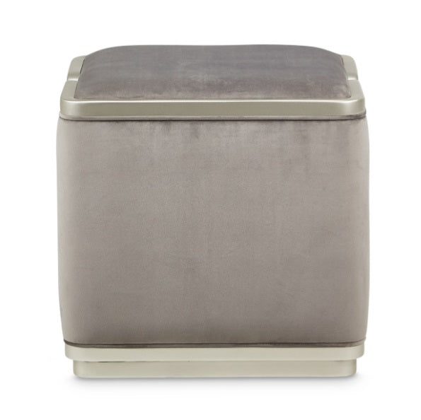 AICO Furniture Linea Linea Ottoman Gray Pearl in Silver Mist - Furniture Land (Milwaukee, WI)