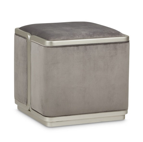 AICO Furniture Linea Linea Ottoman Gray Pearl in Silver Mist - Furniture Land (Milwaukee, WI)