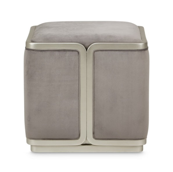 AICO Furniture Linea Linea Ottoman Gray Pearl in Silver Mist - Furniture Land (Milwaukee, WI)