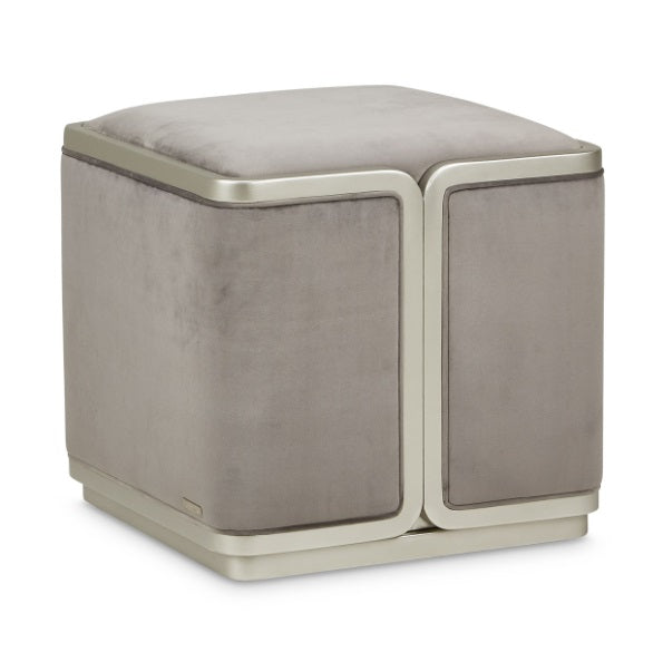 AICO Furniture Linea Linea Ottoman Gray Pearl in Silver Mist - Furniture Land (Milwaukee, WI)
