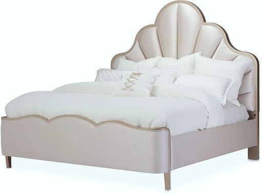 AICO Malibu Crest Queen Scalloped Panel Bed in Chardonnay - Furniture Land (Milwaukee, WI)