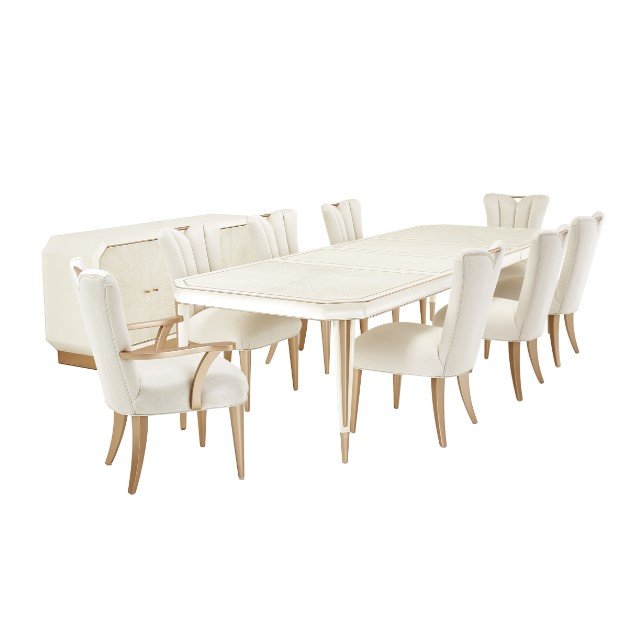 AICO La Rachelle Rectangular Dining Table in Medium Champagne - Furniture Land (Milwaukee, WI)