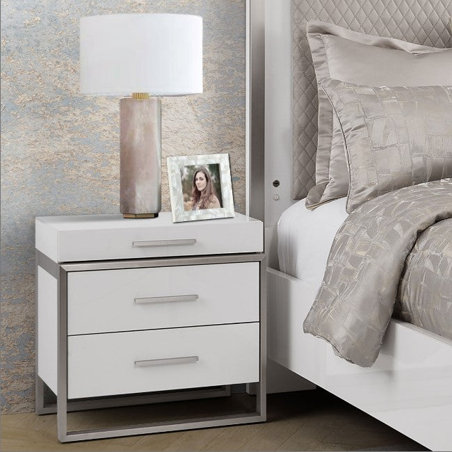 AICO Marquee Nightstand in Cloud White - Furniture Land (Milwaukee, WI)