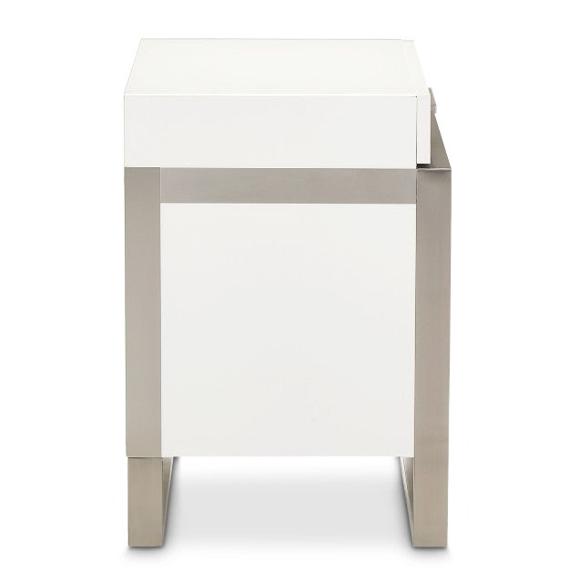 AICO Marquee Nightstand in Cloud White - Furniture Land (Milwaukee, WI)