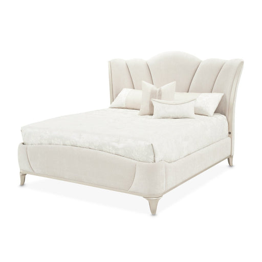 AICO Furniture La Marisia California King Upholstered Platform Bed in Creamy Pearl - Furniture Land (Milwaukee, WI)