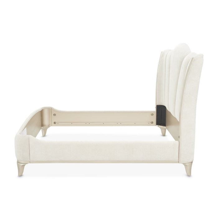 AICO Furniture La Marisia Queen Upholstered Platform Bed in Creamy Pearl - Furniture Land (Milwaukee, WI)