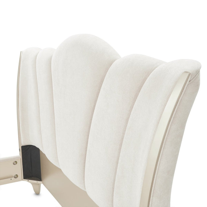 AICO Furniture La Marisia Queen Upholstered Platform Bed in Creamy Pearl - Furniture Land (Milwaukee, WI)