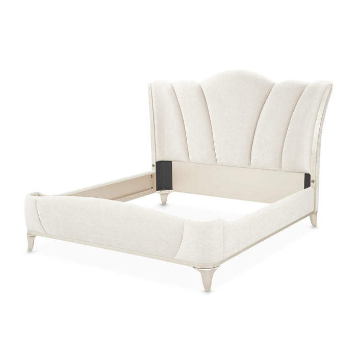 AICO Furniture La Marisia Queen Upholstered Platform Bed in Creamy Pearl - Furniture Land (Milwaukee, WI)